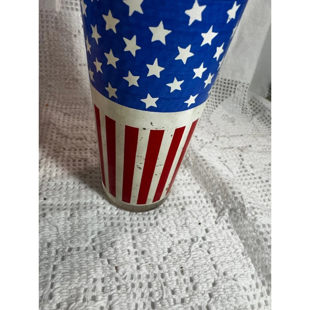 Vintage American Flag Drinking Glasses Set of 4 Patriotic 16oz Stars and Stripes